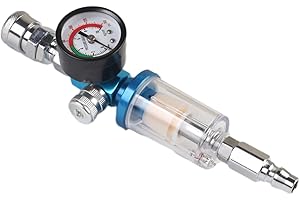 CNANRNANC Regolatore di pressione dell'aria da 1/4", separatore di olio in linea, manometro, filtro, separatore, strumento pistola a spruzzo, filtro dell'aria, strumento pneumatico pistola a spruzzo