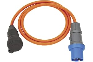 Brennenstuhl Camping adapterkabel/CEE-adapter med CEE-kontakt och skyddskontaktkoppling (1,5 m kabel i orange, H07RN-F 3G2,5