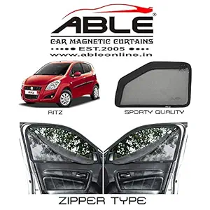 Able Sporty Car Magnetic Sun Shade Curtains with Zipper for Maruti Ritz Set of 4