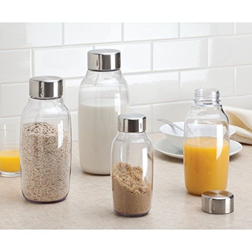 InterDesign 81510EU Onza Flasche Klein, Durchsichtig/Edelstahl Gebürstet - 2