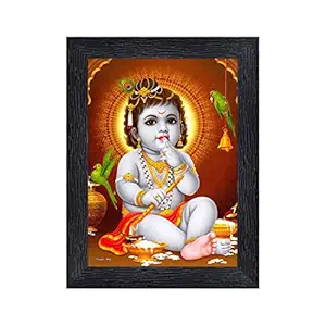 PnF Bal Krishna (Baby) Religious Wood Photo Frames with Acrylic Sheet (Glass) for Worship/Pooja(photoframe,Multicolour,8x6inch)-22594-