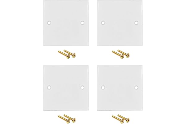 DUINIU 4 stycken vit vägg håltäckningsplatta, med skruvar, strömbrytare uttag täckplatta, för eluttag (86 mm x 86 mm)
