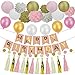 Produktbild Ndier 33Pcs Hochwertiges Geburtstagsdeko / Kindergeburtstag Deko - 6pcs Ballone, 12pcs Troddel, 2pcs Kreis-Papierfahne, 6pcs Pompoms Blume, 1 PC alles- Gute zum Geburtstagfahne, 6pcs Laternen. Geburtstagsparty Dekoration für Mädchen und Jungen Jeden Alters