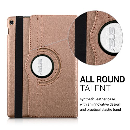 kwmobile Hülle für Asus ZenPad 10 (Z300C/Z300CL/Z300CG/Z300M/Z300CNL) – 360° Standfunktion Case Tablet Schutzhülle Kunstleder – Smart Cover Tabletcase Rosegold - 2