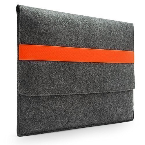 Lavievert Filz Laptoptasche , Handgefertigte Schutzhülle mit Orangem Elastischem Band für 15 Zoll MacBook Pro / Pro Retina (15 Zoll, Orange)