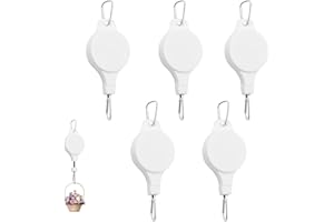 RANRAO 5 STK Pflanzen Einziehbarer Haken, Flaschenzug für Blumenampel Ampel Seilzug, Pflanzen Halter Aufhängung Pflanzenlift Pflanzenrollen Haken, für Hängekörbe, Töpfe & Vogelfutterstation