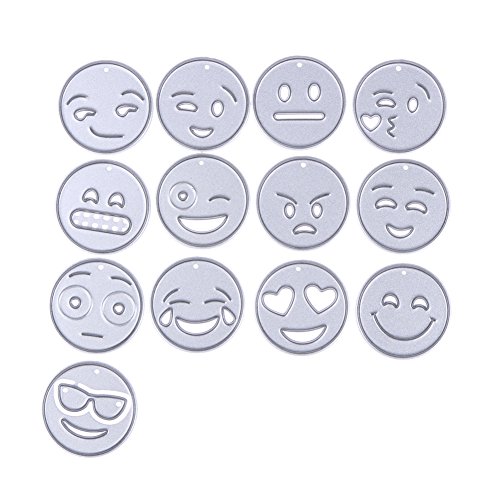 Amazingdeal365 13PCS Emoji Metall Form Schablonen Schneiden DIY Dekor Sammelalbum Karten Buchzeichen Lesezeichen als Geschenk für Freunde Geburtstag Kinder,Kindergarten Hobby Schule Handarbeit Unterricht usw. Ein tolles Geschenk!