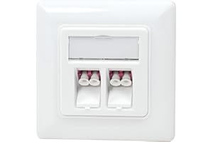 DINIC LWL Anschlussdose mit 2 LC-Duplex Adaptern, weiß