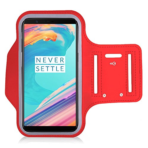 OnePlus 5T Armband - for Running, Biking, Hiking, Canoeing, Walking, Horseback Riding and other Sports By KP TECHNOLOGY (RED)