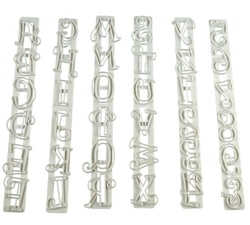 6. tlg. ALPHABET AUSSTECHER SET TORTENDEKO Fondant Marzipan Modellierwerkzeug weiss