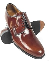 ZERIMAR Zapatos con alzas interiores para caballeros Aumento + 7 Cm Zapato fabricado en piel vacuna de alta calidad Color cuero