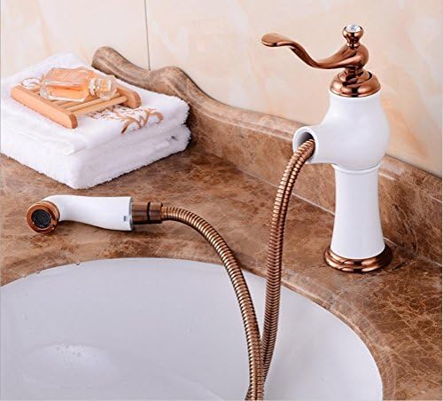 XIE High-grade gold pull faucet copper hot and cold rose gold marble hot and cold mix tap