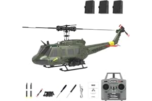 RCXTechPro RC ERA C032 UH-1 Huey Helicóptero 1/48, 6 CH 2,4 G, giroscopio estabilizado sin barra, posicionamiento óptico, aterrizaje de una tecla – Batería RTF/3