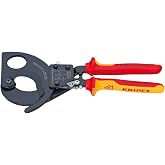 Knipex Kni9536280 Cırcır Mekanizmalı Kablo Kesme, Kırmızı, 1 Adet