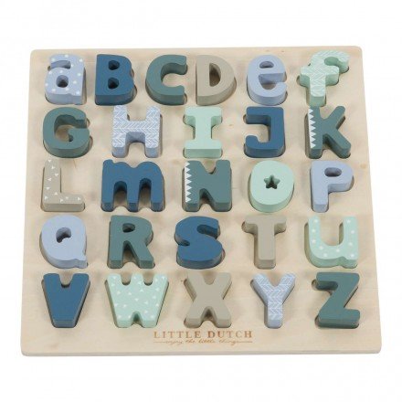 Preisvergleich Produktbild LITTLE DUTCH 4370 Holz Buchstaben Puzzle blau