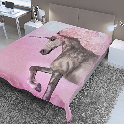 Dreamscene Animal Print Mink Throw Blanket-Unicorn-150 x 200cm, Unicorn Pink Brown, Large Double - 1 Dreamscene Animal Print Mink Throw Blanket-Unicorn-150 x 200cm, Unicorn Pink Brown, Large Double - 1