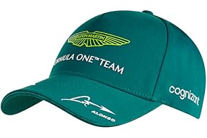 Aston Martin F1 Team - Producto oficial de Fórmula 1 - Gorra de béisbol verde Fernando Alonso Team Driver - Unisex - Ajustable, verde, Talla única