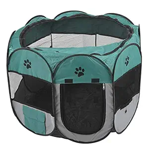 Breathable Folding Transparent Mesh Pet House Cage, Pet Playpen, Play Tent for Baby Cats Delivery Room Pets(XBD82 Green Gray no Kettle Toy, S)