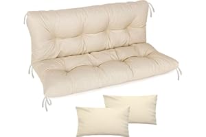 Ferocity Coussin imperméable pour balancelle de Jardin, Matelas 100x50x50 pour Meubles en Palette, Grand Confort Coussins avec Dossier, Meubles de Jardin, Beige [133]