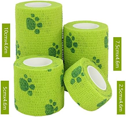 Cohesive Bandage - 4 Rolls First Aid Sports Wrap Bandages,HOHOPE Pet Vet Wrap Self Adherent Cohesive Bandages (Green cat claw)