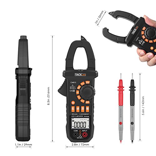 Tacklife CM01S Advanced Digital Clamp Meter Auto Range Multimeter mit 6000 Counts Spannungsprüfer für AC / DC 600V, AC-Strom 600A, Widerstand, Kapazitanz, Kontinuität, Frequenz, Dioden - 2