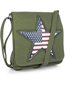 [Gesponsert]Lovely Lauri Canvas Schultertasche Amerika Stern Stars