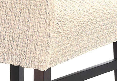 SCHEFFLER-HOME Nena Stuhlhussen 2 Stück, Stretch-Stuhlbezug elastische moderne Husse, Dekoration Stuhl-Abdeckung aus Elastik-Stoff mit Gummiband für universelle Passform, bi-elastic Spannbezug, Bi-Elastico – Natur-Ecru - 3