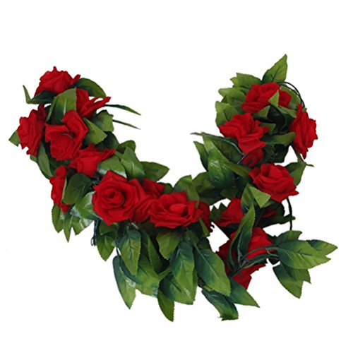 ULTNICE 2 Stück Seide Rosen-Girlande Deko Blumengirlande Kunstpflanze Kunstblume Girlande - 7