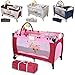 TecTake New portable child baby travel cot bed playpen with entryway -different colours- (Pink)