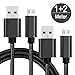 Produktbild wortek Micro USB Kabel Set Nylon geflochtenes Ladekabel [3A] Schnellladekabel für Android Smartphone, Samsung Galaxy, LG, Huawei, Sony, HTC, Nexus, Kindle Kabelset | 1m+2m Schwarz