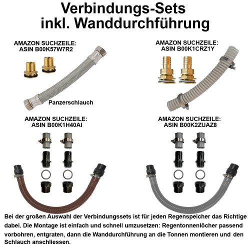 SUPER-SET-PREIS f. 5 Stck. Wasserhahn für Regentonne Regenfass, der Kunststoff-Auslaufhahn in schwarz, langes Gewinde mit Mutter und Dichtung, für jeden Regenspeicher, Wasserbehälter. Auslaufventil Kugelhahn - 4