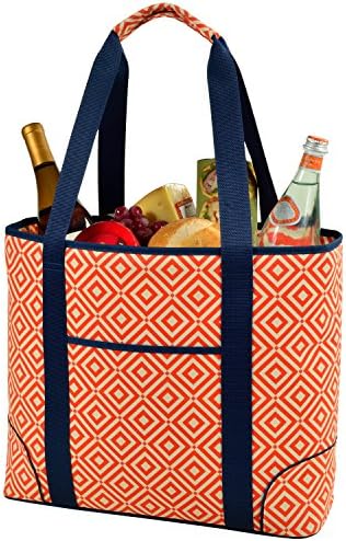 Picnic at Ascot Extra Large Insulated Cooler Bag - 30 Can Tote - Orange/Navy