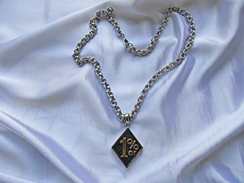 Item is next day delivery. 1% Pendant 5 x 4 cm Stainless Steel with Stainless Steel Chain Approximately 55 cm long shipping to France and England 4-6 days