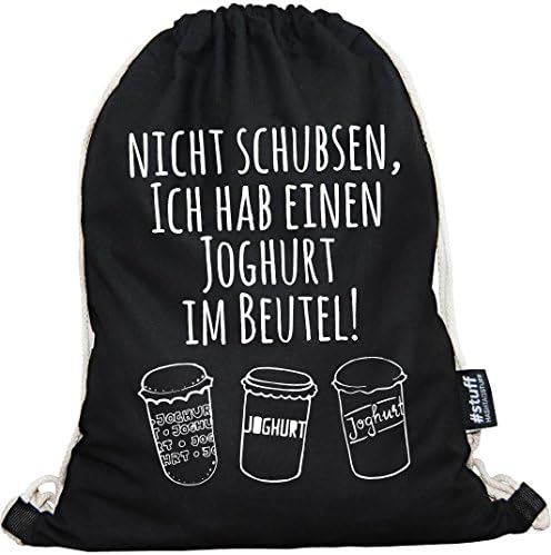 HASHTAGSTUFF® gymnastic bag with saying / different sayings and designs selectable / bag: black / backpack / jute bag / sports bag / hipster, JOGHURT (black) - HS001-16