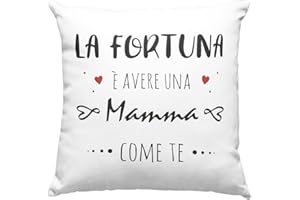 VULFIRE Mamma Cuscino Personalizzato Con Frase Dedica Fortuna Regalo donna compleanno originale Idee Regali per lei - con Imbottitura (40_x_40_cm, Mamma)