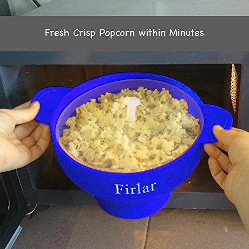 firlar Mikrowelle Popcorn Popper stabile praktische Griffe, Silikon Popcorn Maker, Schüssel mit Deckel, zusammenfaltbar (blau) - 4