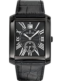 Certus  - Reloj de cuarzo para hombre, correa de cuero color negro