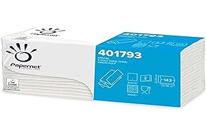 Papernet - Toalla doblada en Z 401793, 20 paquetes de 143 piezas desechables de papel de celulosa pura, 2 velos, tamaño 23,4 x 23,00 cm