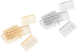 Hellery 20pcs Femmes Argent Doré Ton Bronze Métal 10-dents Cheveux Peignes Latéraux Clips