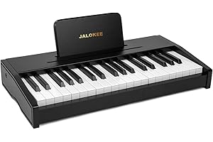 JALOKEE Teclado de piano infantil, piano digital para niños, instrumento musical educativo de juguete, piano de madera para niños y niñas mayores de 3 años (Negro, 37 Teclas)