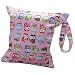 Baby Infant Waterproof Zipper Reusable Cloth Diaper Bag (Colorful Owl Pattern Pink)