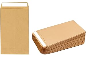 ROWWAIT 50pcs Small Brown Envelopes,Brown Little Kraft Paper Bags,Self-Adhesive Seed Envelope Paper,Self Seal Pocket Envelopes for Packing or Storing Small Item Seeds Cash Money Beads Coin(6x10cm)