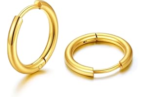 U7 Paire Huggie Boucles d'oreilles Femme acier inoxydable- Diamètre 7/8/9/10/12/14/16MM- Mini Créoles Huggie Anneaux Oreilles Homme Bijoux Vintage Fantasie Anniversaire Noël