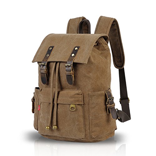 FANDARE Retro Laptop Notebook Rucksack Geeignet für bis zu 16 Zoll Damen Herren Schulrucksack für die Schule Wandern Daypack Leinwand - 5