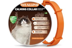 WEALLIN Collare Calmante per Gatti, Regolabile e Impermeabile Collari Calmanti, 60 Giorni di Protezione, Rilievo di Ansia Collare ai Feromoni per Gatti di Taglia Piccola, Media e Grande(1pz, Arancia