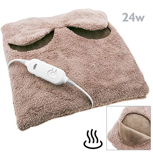 Preisvergleich Produktbild PrimeMatik - Heizkissen Elektrische Wärmekissen mit Löchern für Füsse Einstellbarer Temperatur 24W braun 38x38cm