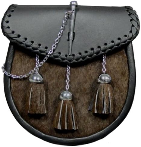Tartanista Mens Scottish Brown Kilt Sporran With Pin Lock & Tassels