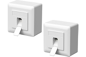 FGB Lot de 2 prises réseau universelles CAT6a - 1 port RJ45 - Pour montage en saillie ou encastré - 10 Gigabit Ethernet - Pour câble réseau réseau - Câble de pose - Blanc