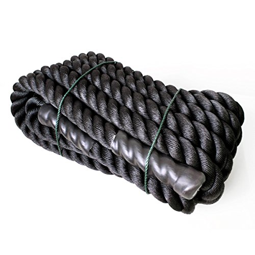 Battle Rope Schwungseil für Sprung- Kletter- CrossFit-Training, Kraftausdauer und Tauziehen Trainingsseil Sportseil Schlagseil Fitness Seil Schlangenseil Bootcamp 9m, 12m & 15m / 3,8cm 5cm - 2