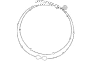 GD Good.designs Est. 2015 Anklet with Infinity Sign for Women, Waterproof Infinity Anklet (22–27 cm) in 18K Gold, Silver and Rose Gold, Women's Foot Jewellery with Spheres